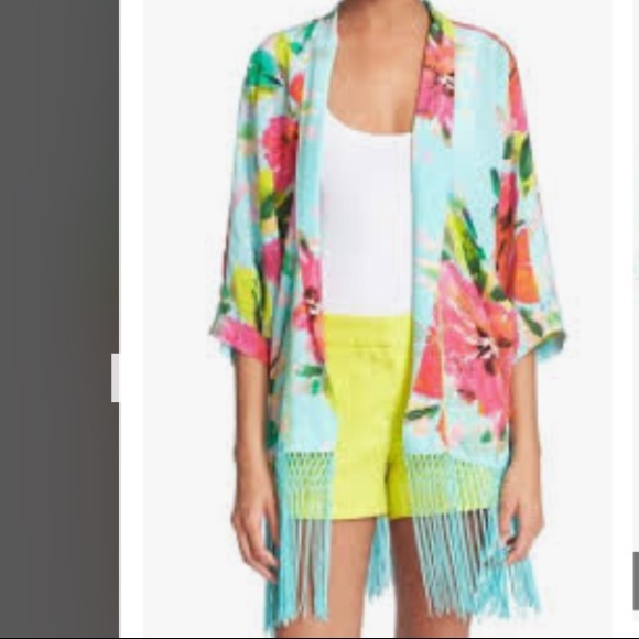 NWOT Trina Turk 'Onie' Floral Print Silk Kimono Cardigan
